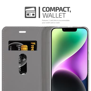 iPhone 14 Suojakuori Lompakkokotelo (harmaa)