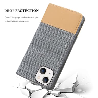 iPhone 14 Suojakuori Lompakkokotelo (harmaa)