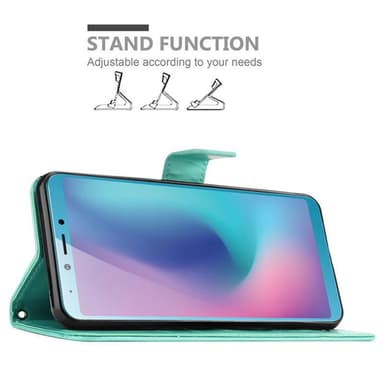 Samsung Galaxy A6s Suojakuori Lompakkokotelo (Turkoosi)