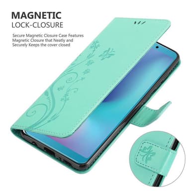 Samsung Galaxy A6s Suojakuori Lompakkokotelo (Turkoosi)