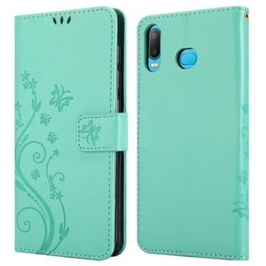 Samsung Galaxy A6s Suojakuori Lompakkokotelo (Turkoosi)