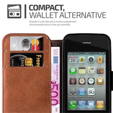 iPhone 4 / 4S Suojakuori Lompakkokotelo (Ruskea)