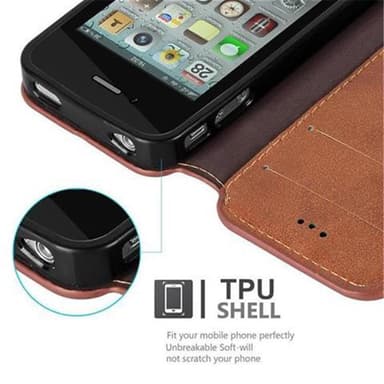 iPhone 4 / 4S Suojakuori Lompakkokotelo (Ruskea)