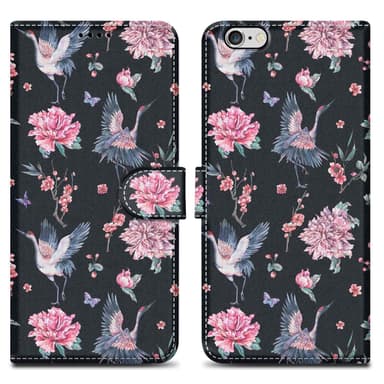 iPhone 6 / 6S Suojakuori Lompakkokotelo (Musta)