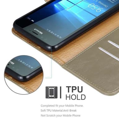 Nokia Lumia 950 Suojakuori Lompakkokotelo (Ruskea)