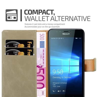 Nokia Lumia 950 Suojakuori Lompakkokotelo (Ruskea)
