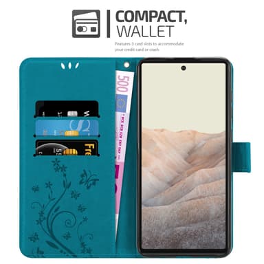 Google PIXEL 6 Suojakuori Lompakkokotelo (Sininen)