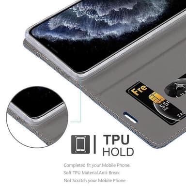 iPhone 11 PRO MAX Suojakuori Lompakkokotelo (Sininen)