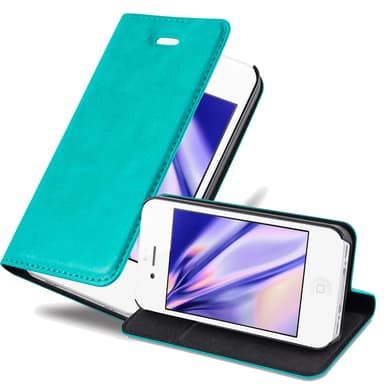 iPhone 4 / 4S Suojakuori Lompakkokotelo (Turkoosi)
