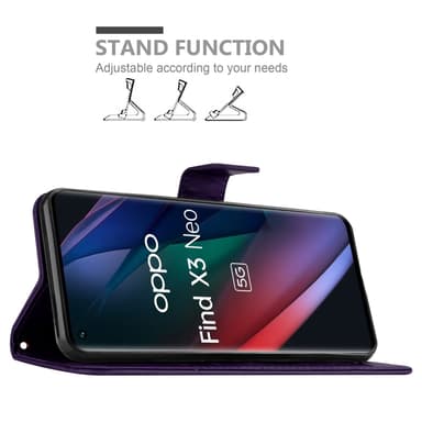 Oppo FIND X3 NEO Suojakuori Lompakkokotelo (Violetti)