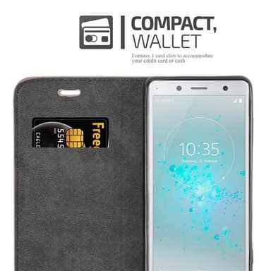 Sony Xperia XZ2 Suojakuori Lompakkokotelo (Ruskea)