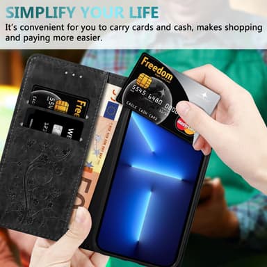 iPhone 13 PRO MAX Suojakuori Lompakkokotelo (Musta)