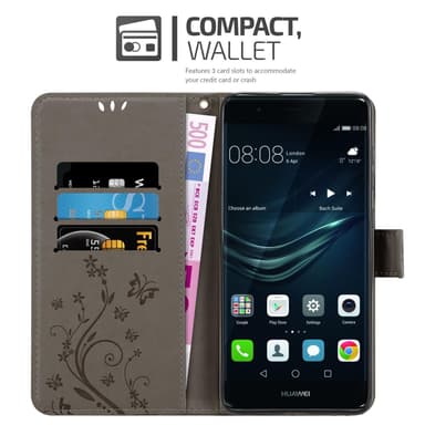 Huawei P9 PLUS Suojakuori Lompakkokotelo (harmaa)