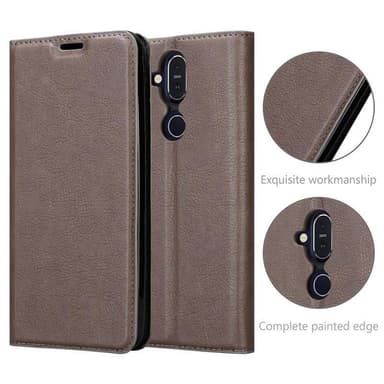 Nokia 7.1 PLUS / X7 Suojakuori Lompakkokotelo (Ruskea)