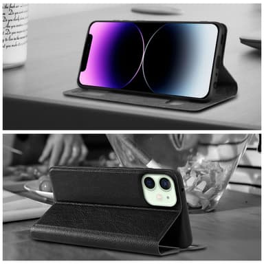 Lompakkokotelo iPhone 12 MINI Case (Musta)