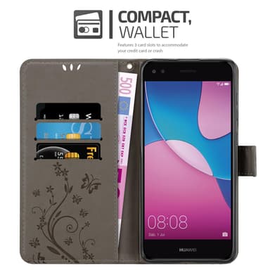 Huawei Y6 PRO 2017 Suojakuori Lompakkokotelo (harmaa)
