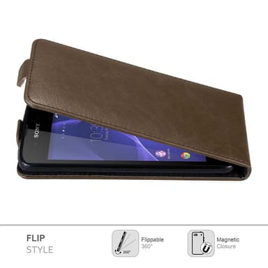 Sony Xperia E3 Suojakuori Lompakkokotelo (Ruskea)