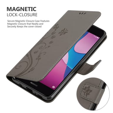 Huawei Y6 PRO 2017 Suojakuori Lompakkokotelo (harmaa)