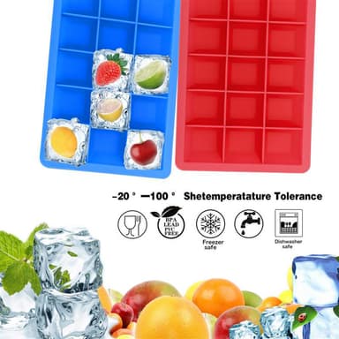 2x Jääpalamuotti Jääkuutiomuotti Jääkuutio (punainen)
