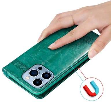 iPhone 13 PRO MAX Suojakuori Lompakkokotelo (Turkoosi)