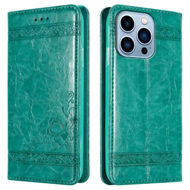 iPhone 13 PRO MAX Suojakuori Lompakkokotelo (Turkoosi)