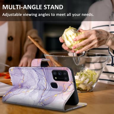 Samsung Galaxy M31 Suojakuori Lompakkokotelo (Violetti)