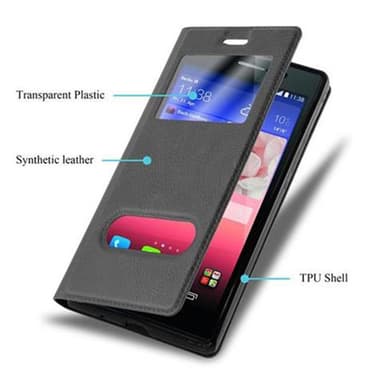 Lompakkokotelo Huawei ASCEND P7 Case (Musta)