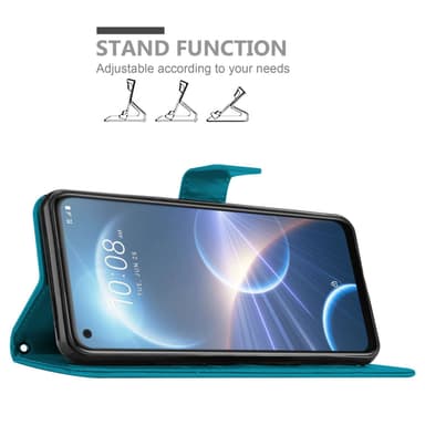HTC Desire 22 PRO Suojakuori Lompakkokotelo (Sininen)