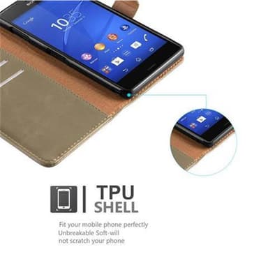 Sony Xperia Z3 Suojakuori Lompakkokotelo (Ruskea)