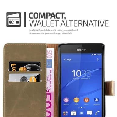 Sony Xperia Z3 Suojakuori Lompakkokotelo (Ruskea)