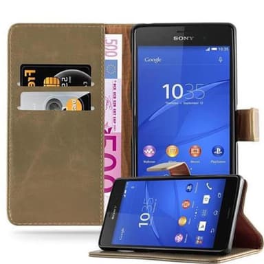 Sony Xperia Z3 Suojakuori Lompakkokotelo (Ruskea)