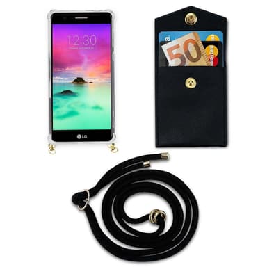 LG K10 2017 Suojakuori Kotelo Ketju (Musta)