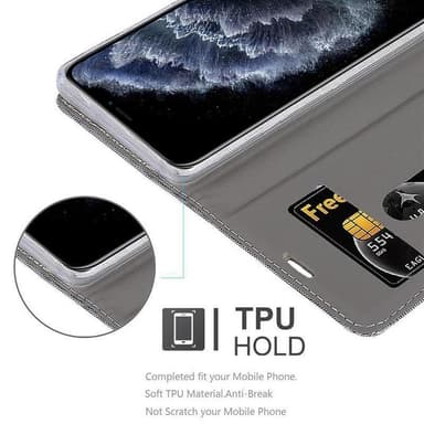 iPhone 11 PRO MAX Suojakuori Lompakkokotelo (harmaa)