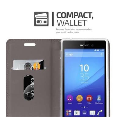 Sony Xperia M4 AQUA Suojakuori Lompakkokotelo (harmaa)
