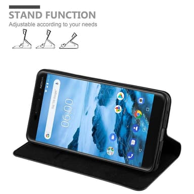 Nokia 6.1 Suojakuori Lompakkokotelo (Musta)