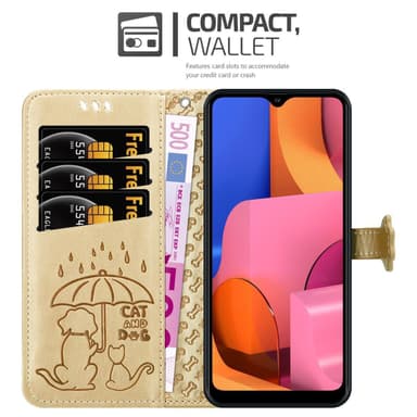 Samsung Galaxy A20s Suojakuori Lompakkokotelo (kulta)