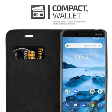Nokia 6.1 Suojakuori Lompakkokotelo (Musta)