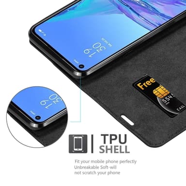 Oppo A53 Suojakuori Lompakkokotelo (Musta)