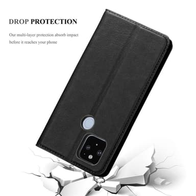 Google PIXEL 5 XL Suojakuori Lompakkokotelo (Musta)