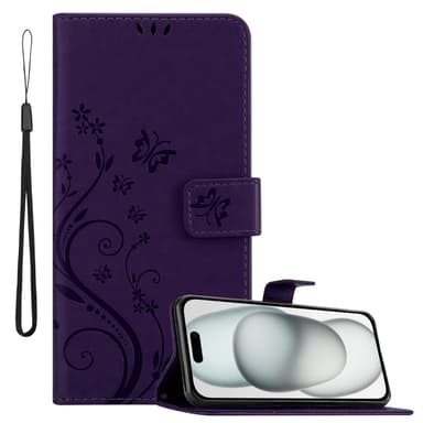 iPhone 15 PLUS Suojakuori Lompakkokotelo (Violetti)