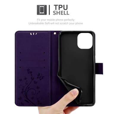 iPhone 15 PLUS Suojakuori Lompakkokotelo (Violetti)