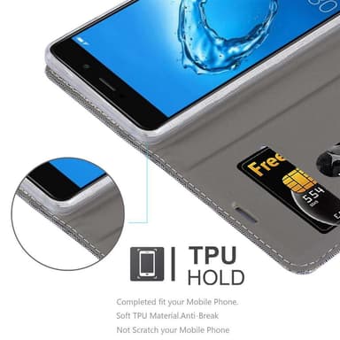 Huawei Enjoy 7 PLUS Suojakuori Lompakkokotelo (harmaa)