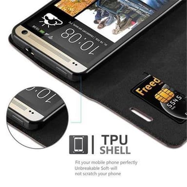 HTC ONE M7 Suojakuori Lompakkokotelo (Ruskea)