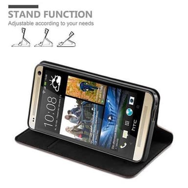 HTC ONE M7 Suojakuori Lompakkokotelo (Ruskea)