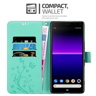 Sony Xperia 8 Suojakuori Lompakkokotelo (Turkoosi)