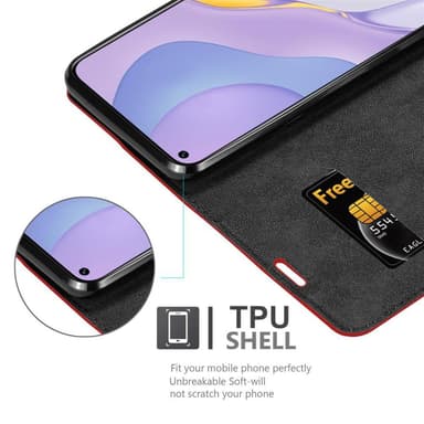 Huawei NOVA 7 5G Suojakuori Lompakkokotelo (Punainen)