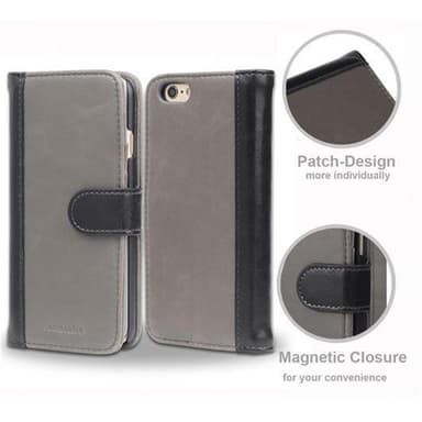 iPhone 6 / 6S Suojakuori Lompakkokotelo (harmaa)