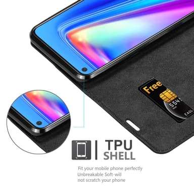 Realme 7 4G Suojakuori Lompakkokotelo (Musta)