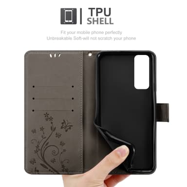Huawei P SMART 2021 Suojakuori Lompakkokotelo (harmaa)
