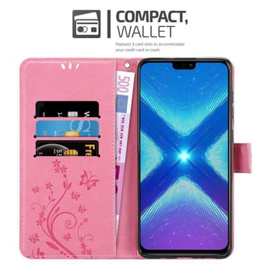 Honor 8X Suojakuori Lompakkokotelo (Vaaleanpunainen)